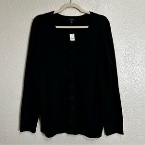 NWT Talbots Lyocell Blend Black Button Down Sweater Cardigan, Size 1X